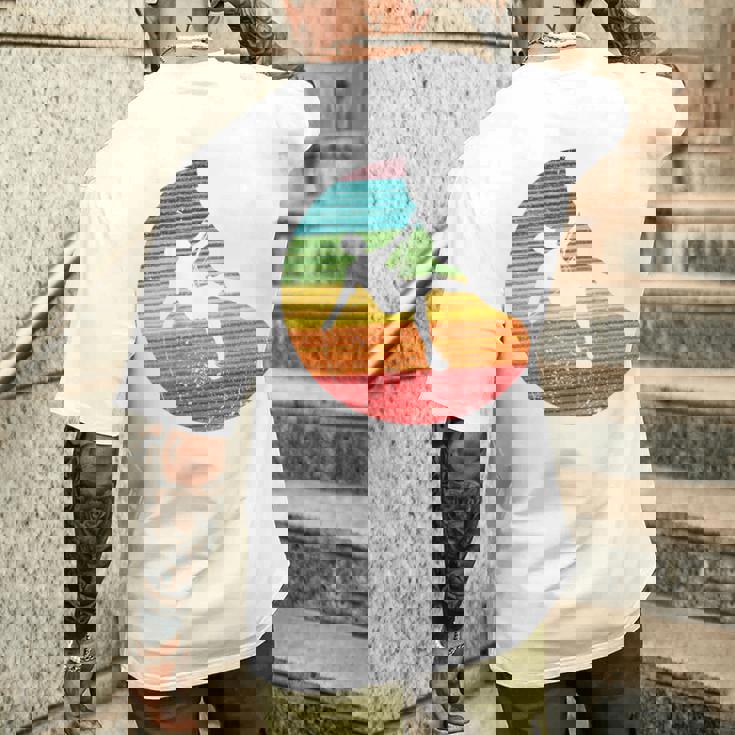 バックプリント 登山、ボルダリング、フリークライミングシルエット メンズTシャツ バックプリント 彼への贈り物