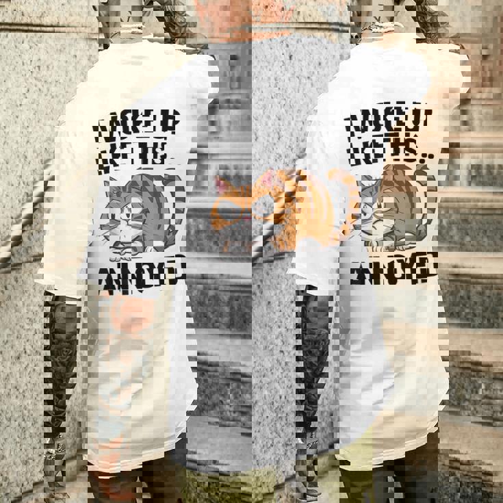 皮肉な猫好き 面白い 内向的 反社会的 不機嫌そうなキティ メンズTシャツ バックプリント 彼への贈り物