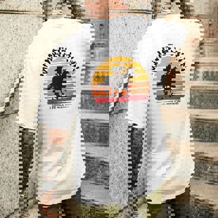 競馬ファンや馬好きの方にお勧め 勝者の走り オシャレな競馬イラスト メンズTシャツ バックプリント 彼への贈り物