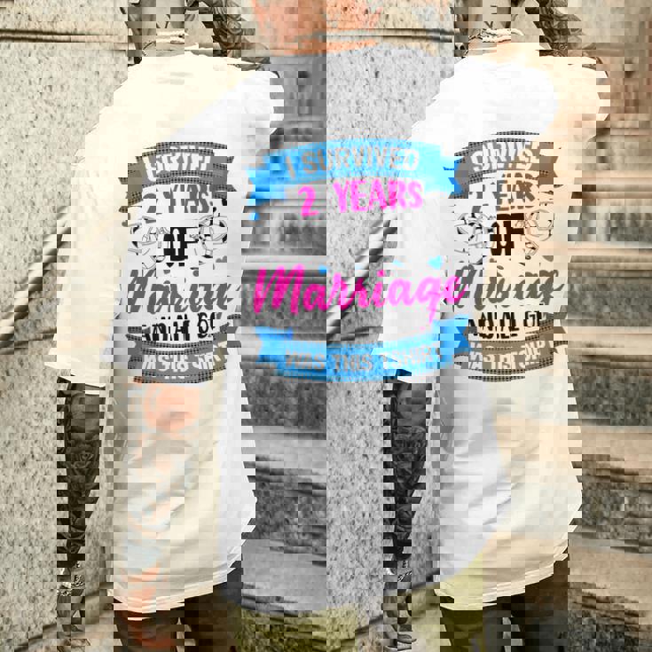 結婚2年 結婚2周年 メンズTシャツ バックプリント 彼への贈り物