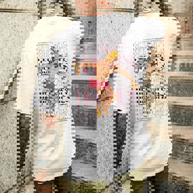 翼を持つ空飛ぶメッセンジャー エルメス メンズTシャツ バックプリント 彼への贈り物