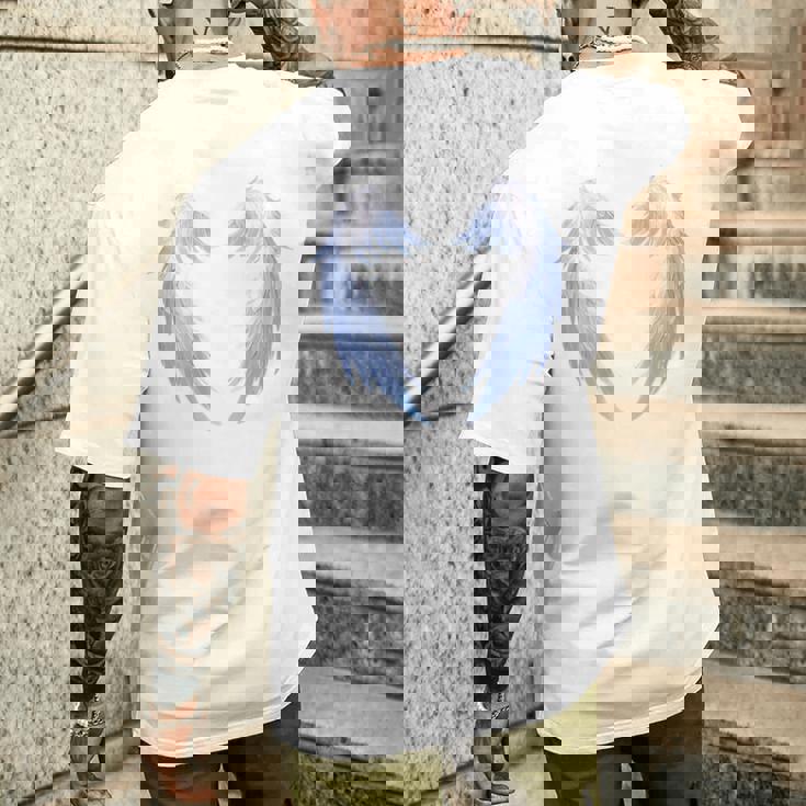 背面に美しい白い天使の羽のデザイン メンズTシャツ バックプリント 彼への贈り物