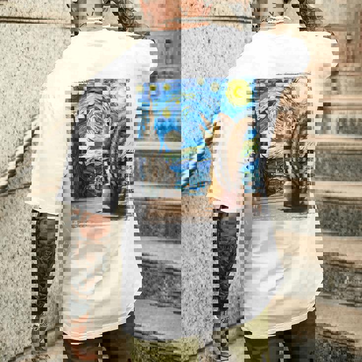 芸術的なシマリスシャツ ゴッホスタイル 星月夜 シマリス メンズTシャツ バックプリント 彼への贈り物