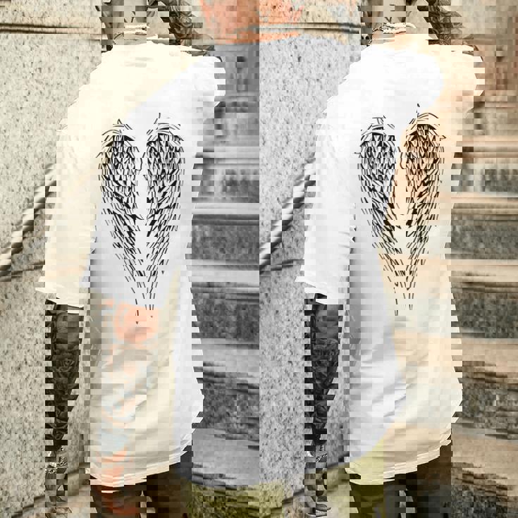 裏側の天使の羽 メンズTシャツ バックプリント 彼への贈り物