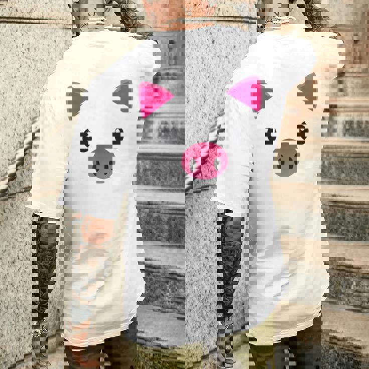 豚の顔 ハロウィン ティーカップ 豚 コスチューム ギフト メンズTシャツ バックプリント 彼への贈り物