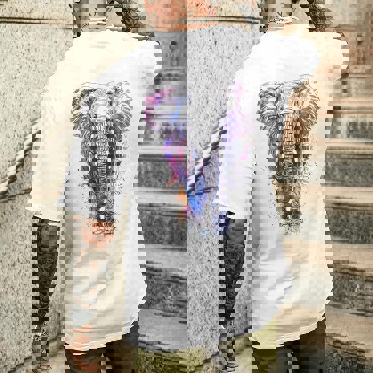 象 抽象画 モチーフ 動物 恋人 アート 象 メンズTシャツ バックプリント 彼への贈り物