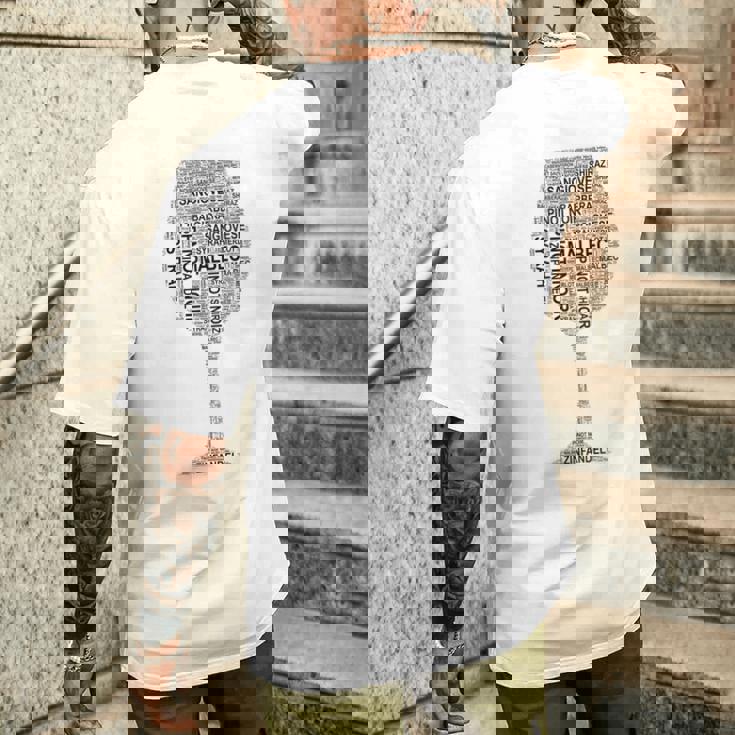 赤ワイングラス ワード アート オブ ワイン タイプ ブラック テキスト メンズTシャツ バックプリント 彼への贈り物