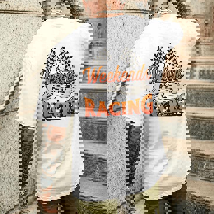 週末はレーシングカーレースモータースポーツ メンズTシャツ バックプリント 彼への贈り物