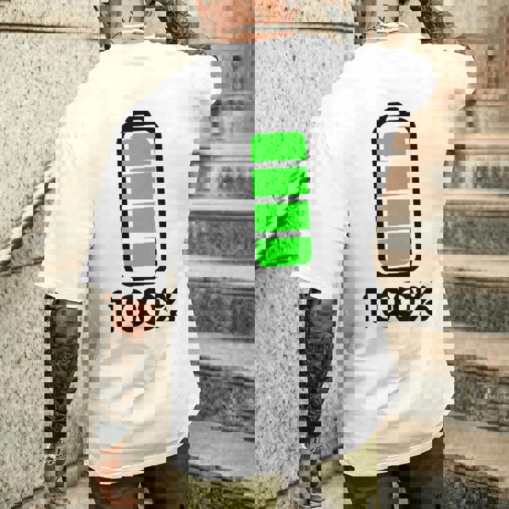 電池 100 フルバッテリー メンズTシャツ バックプリント 彼への贈り物