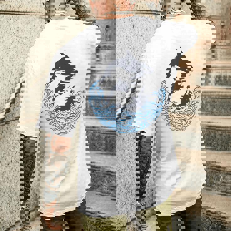 面白tシャツ シャチ 海 クジラ サメ おもしろ かわいい グッズ 服 ネタ メンズ オリジナル 夏 メンズTシャツ バックプリント 彼への贈り物