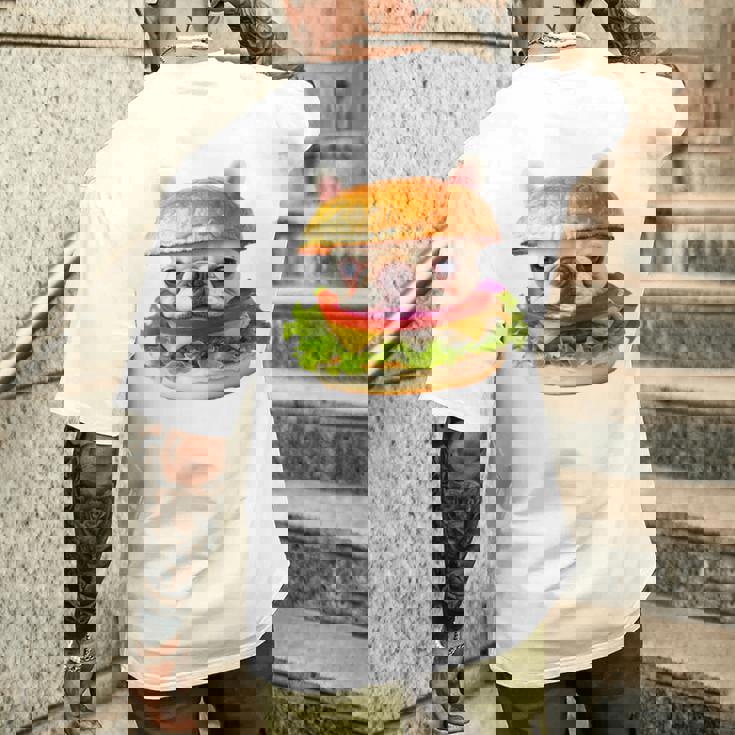 面白いtシャツ フレンチブルドッグ 犬 ハンバーガー メンズ グッズ かわいい おもしろ 面白い 服 ネタ 長袖tシャツ メンズTシャツ バックプリント 彼への贈り物