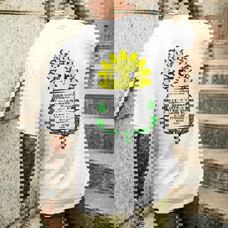 面白いひまわりおもちゃ ポジティブカード ポジティブヒマワリ メンズTシャツ バックプリント 彼への贈り物