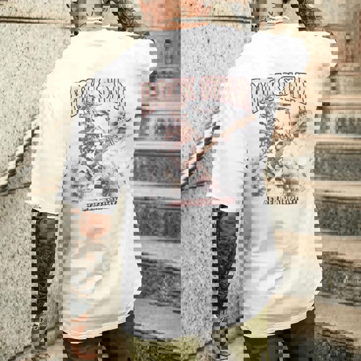 面白いギター猫 エレキギターでロックを弾く猫 長袖tシャツ メンズTシャツ バックプリント 彼への贈り物