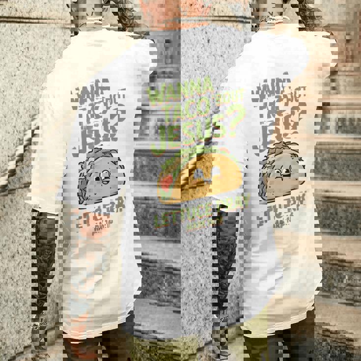 面白いクリスチャンタコス、Wanna Taco 'Bout Jesus メンズTシャツ バックプリント 彼への贈り物