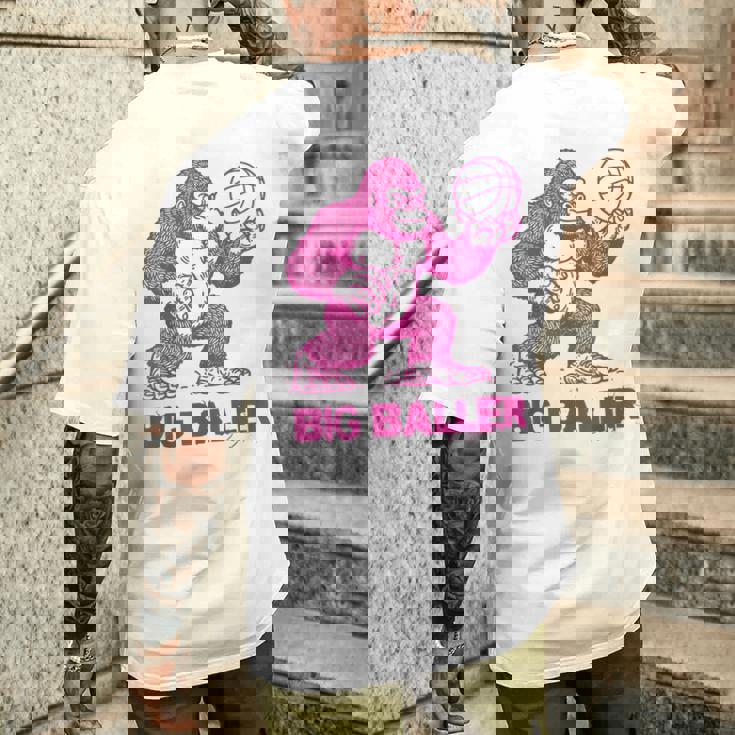 面白いゴリラ遊びバスケットボール ビッグボーラー マネースポーツ メンズTシャツ バックプリント 彼への贈り物