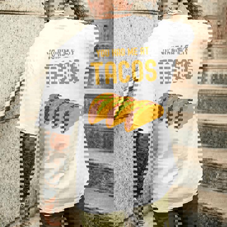 面白いタコス You Had Me At Tacos かわいい 愛らしいタコス フード メンズTシャツ バックプリント 彼への贈り物