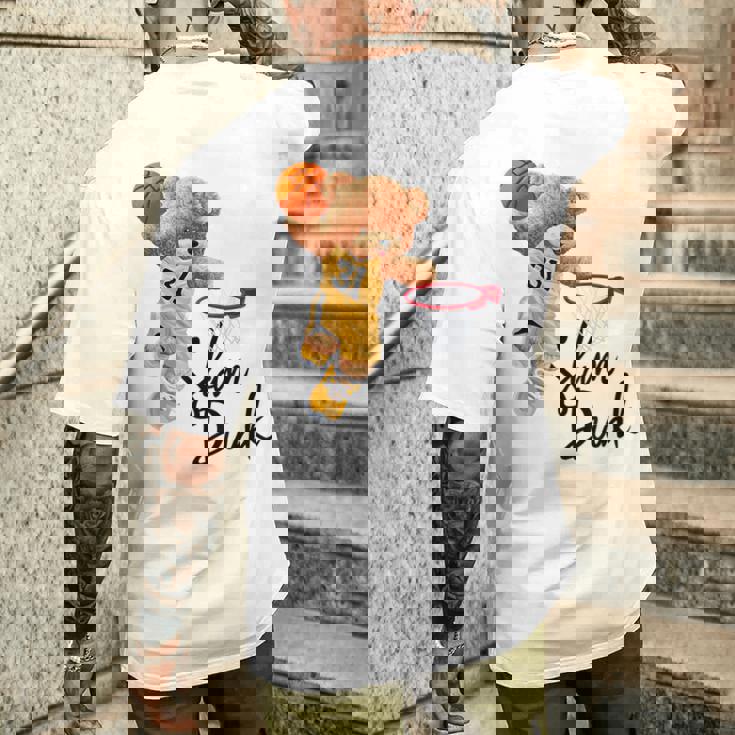 面白いテディベア スラムダンク テディベア バスケットボール メンズTシャツ バックプリント 彼への贈り物