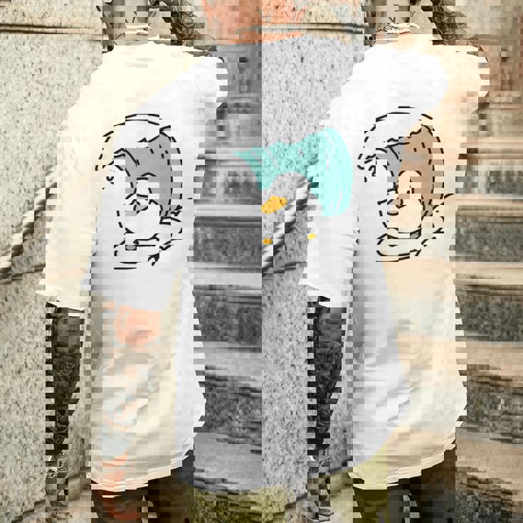 面白くてかわいい小さなアヒルが波をキャッチ。 メンズTシャツ バックプリント 彼への贈り物