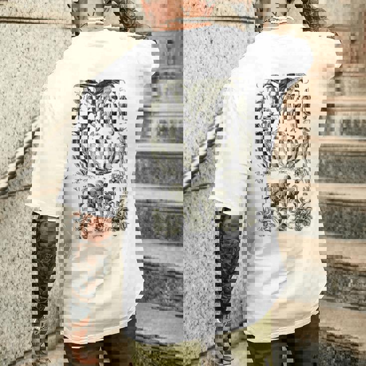 食虫植物 ヴィンテージ サラセニア ボタニカル メンズTシャツ バックプリント 彼への贈り物