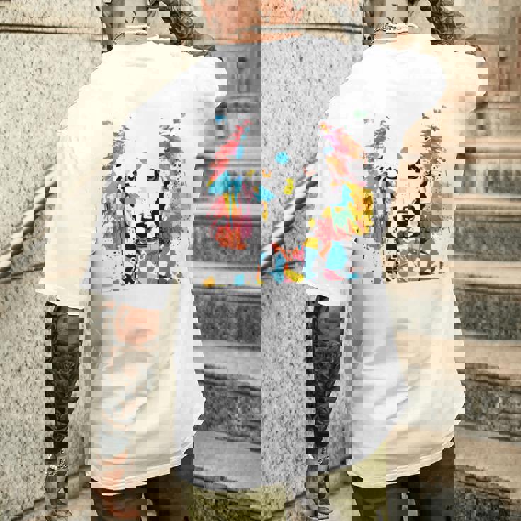 鮮やかな犬のアート スプラッシュカラー 抽象画 メンズTシャツ バックプリント 彼への贈り物