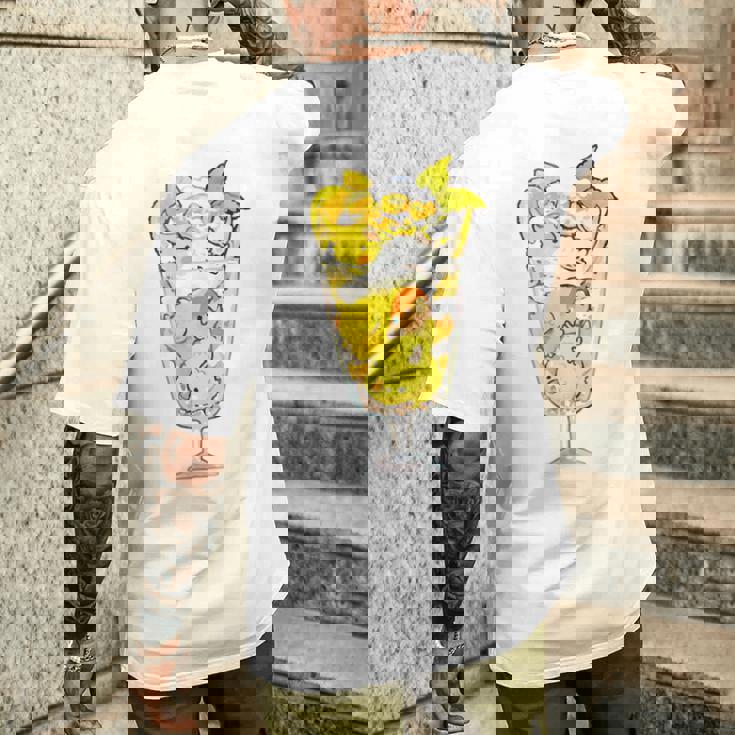 鳥パフェイエロー オカメインコ ラブバード バギー メンズTシャツ バックプリント 彼への贈り物