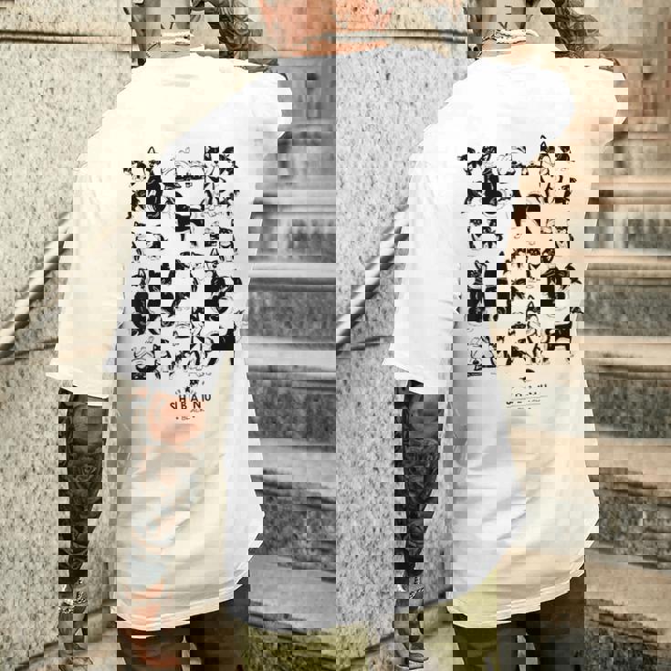 黒柴たくさん かわいい柴犬 柴犬イラスト メンズTシャツ バックプリント 彼への贈り物