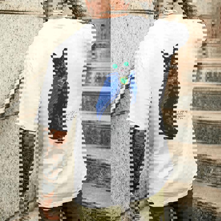 黒猫のウィズ 黒猫 メンズTシャツ バックプリント 彼への贈り物