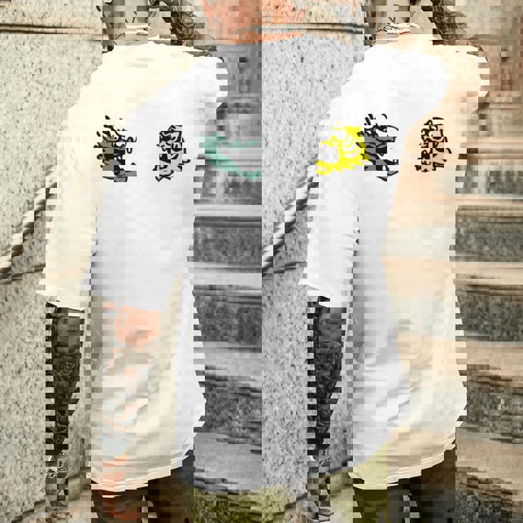 龍 虎 対決 和風キャラクターアート デフォルメポップデザイン メンズTシャツ バックプリント 彼への贈り物