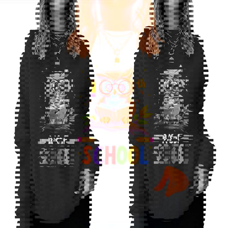 100Th Days Ofchool Owls 鳥 学生 100日間の学校 レディーススウェットシャツ