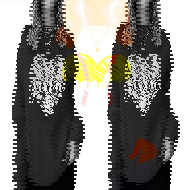 Baseball Softball Grandma Heart Softball Baseball Grandma Women Sweatshirt