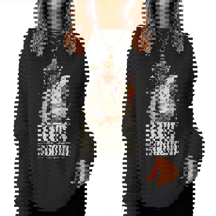 Boots On Ground Junenth Cowgirl Western Rodeo Black Women Women Sweatshirt