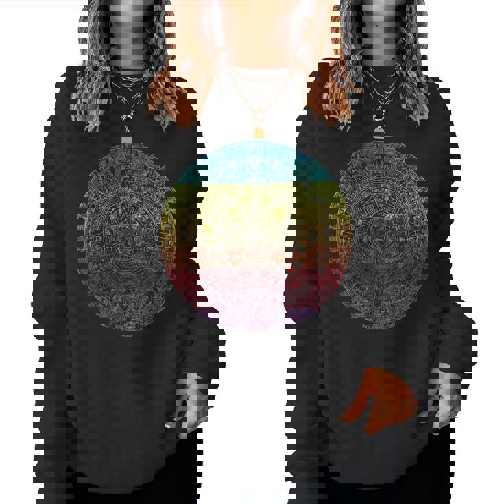 Calendario Aztecaol Mexicano Rainbow Sudadera Mujer