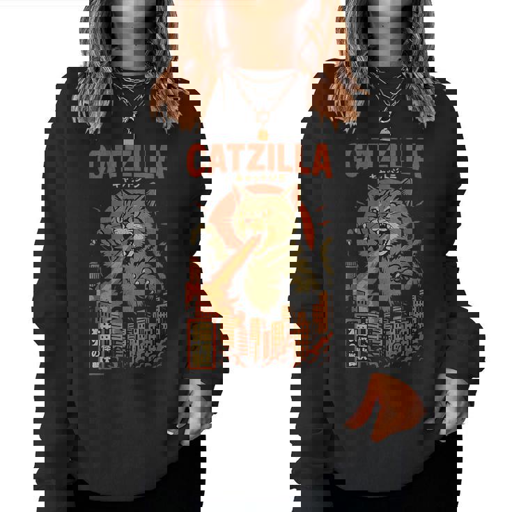 Catzilla Japanese Cat Cat Graphic Women Sweatshirt