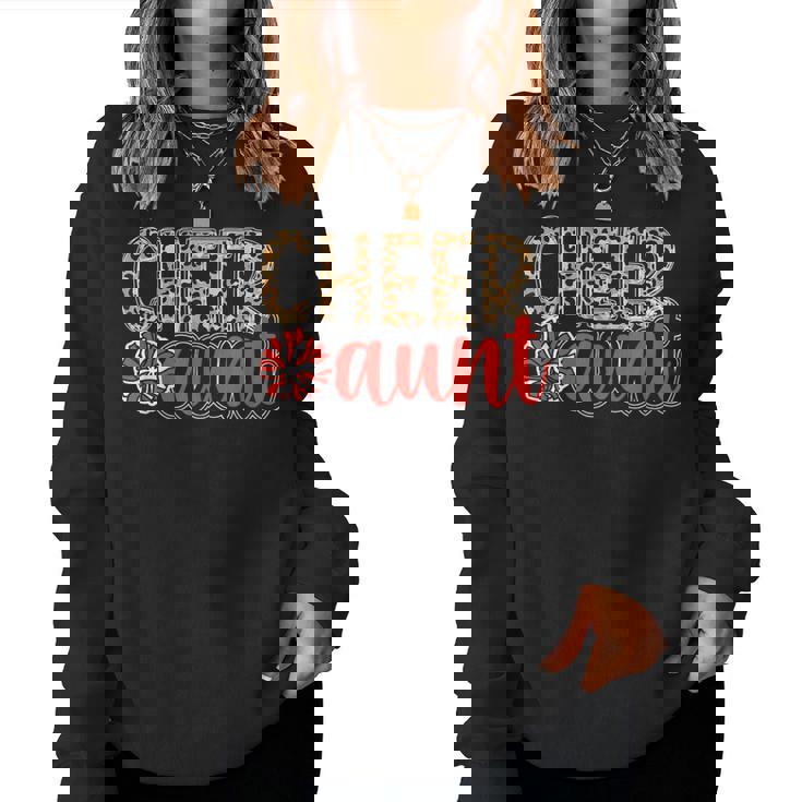 Cheer Aunt Leopard Aunt Of A Cheerleader Aunt Cheer Auntie Women Sweatshirt