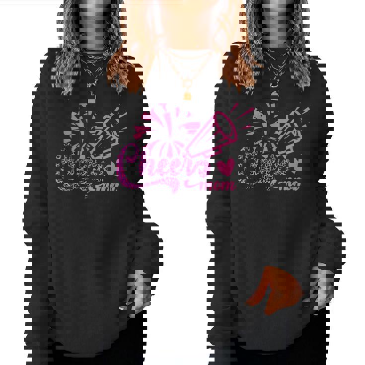 Cheer Mom ヒョウ文字 チアポンポン メガホン付き レディーススウェットシャツ