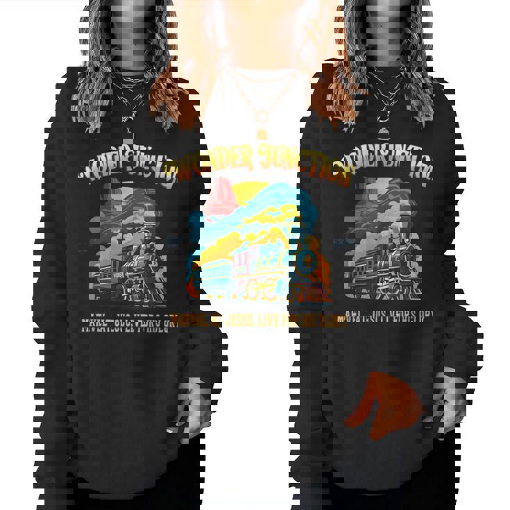 Christian Camp Vbs 2025 Wonder His Glory Junction Train Women Sweatshirt