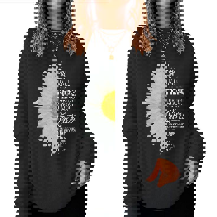 Christian Inspirational Christ Whotrengthens Me レディーススウェットシャツ