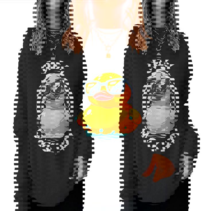 Crazy Duck Lady キュート アヒル ママ アヒルの所有者 面白い I Love Ducks レディーススウェットシャツ