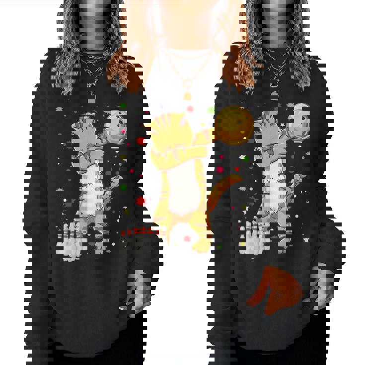 Dabbing Cat ボウリングシャツ 面白いボウリングギフト 猫 お母さん 女の子 レディーススウェットシャツ