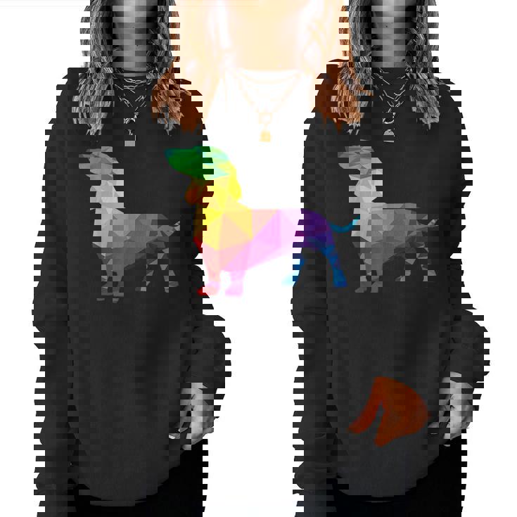 Dachshund Gay Pride Lgbt Lgbtq Rainbow Flag Dog Lovers レディーススウェットシャツ