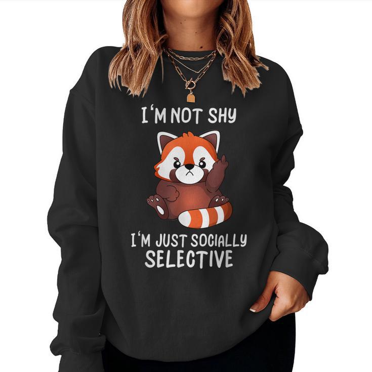 Déclaration D'humour Antisocialocialementélectif Mignon Panda Rouge Sweat-shirt pour femme