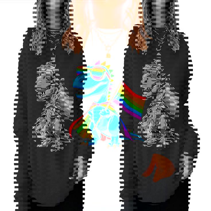 Dinosaur Gay Pride Lgbt Rainbow Flag Women Sweatshirt