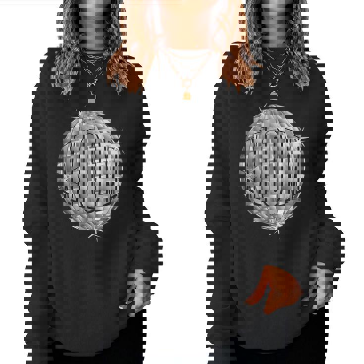 Disco Mom シルバー ディスコ ボール Mothers Who Disco レディーススウェットシャツ