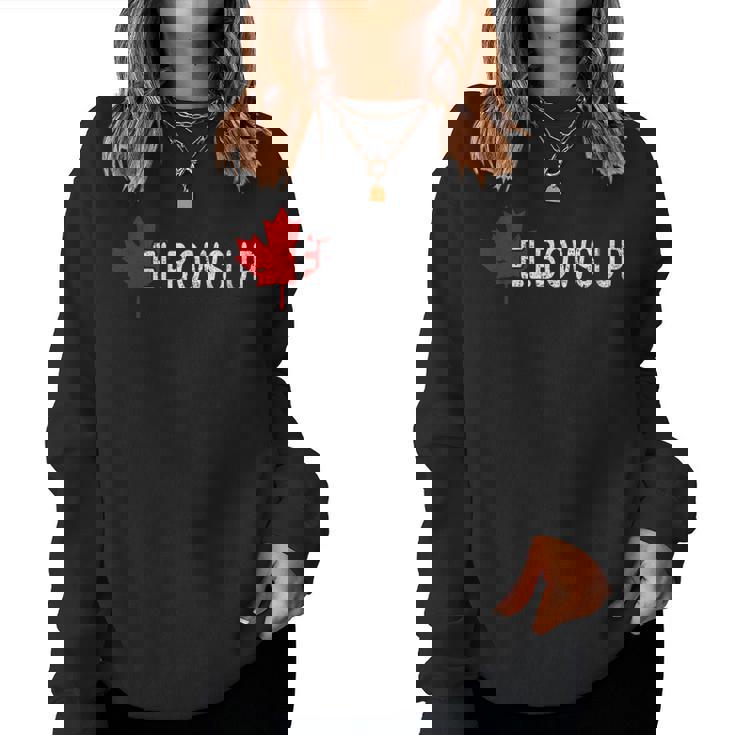 Elbows Up Canada Never 51 カナダ国旗 面白い 男性 女性 ギフト レディーススウェットシャツ