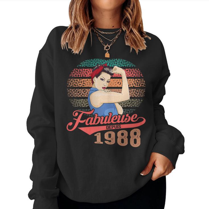 Fabuleuse Depuis 1988 Cadeau Anniversaire Humour 35Ans Sweat-shirt pour femme