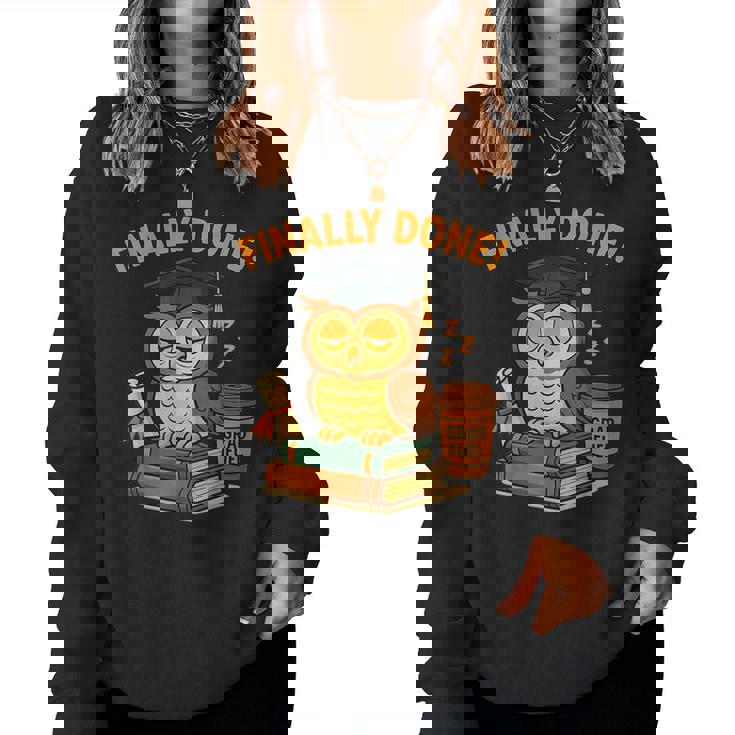 Finally Done Owl Grad 2025 デコレーション レディーススウェットシャツ