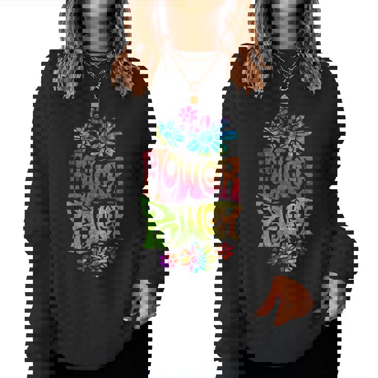 Flower Power ヒッピー サイケデリック '70年代レトロ レディーススウェットシャツ