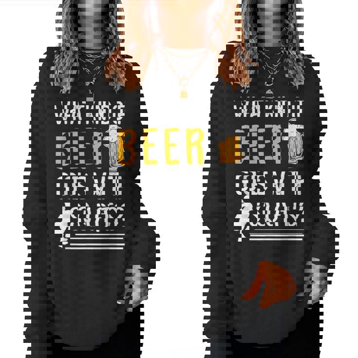 Workout Gym Meme For Beer Loversquats Joke レディーススウェットシャツ