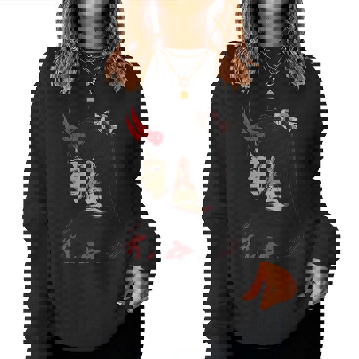 Girl With Red Horns 日本アートスタイル 面白いグラフィックtシャツ レディーススウェットシャツ