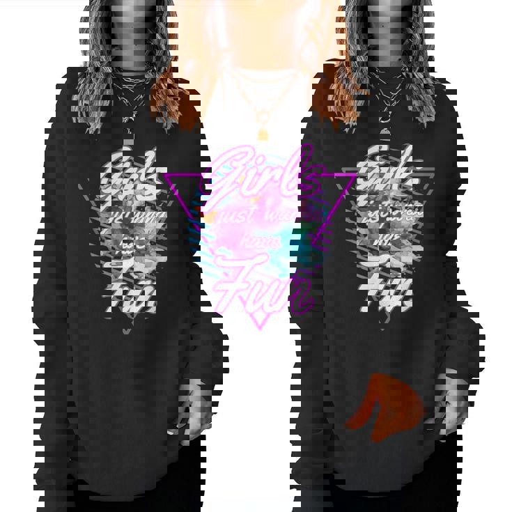 Girls Just Wanna Have Fun 1980S Eighties Costume Party レディーススウェットシャツ